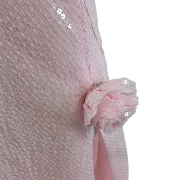 Bardot Aradia Sequin Halter Slip Dress, Pink, V-Neck, Event, Side Slit,  Size 4 - Picture 9 of 12